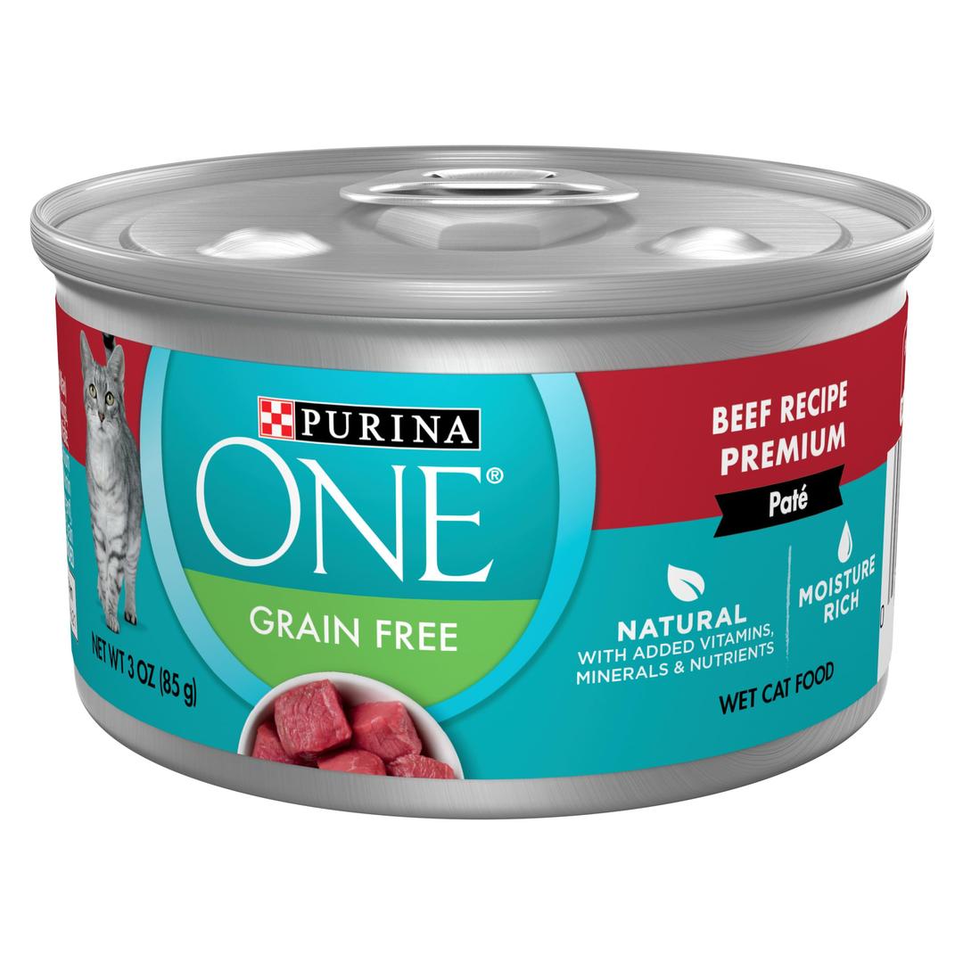 Purina ONE Natural, High Protein, Grain Free Wet Cat Food Pate, Beef Recipe - (Pack of 24) 3 oz. Pull-Top Cans