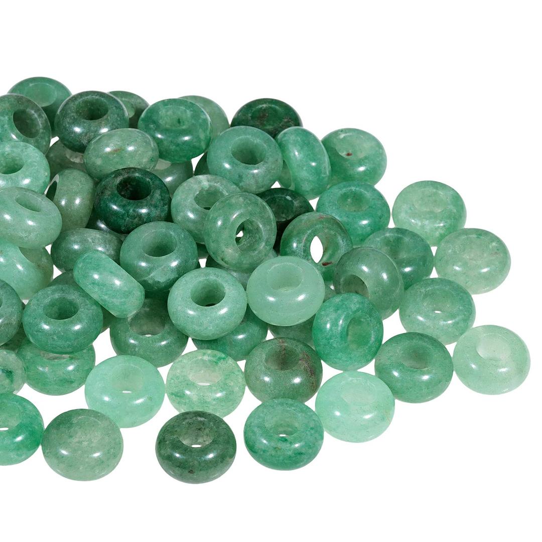 TUMBEELLUWA Natural Gemstone Beads for Jewelry Making, Rondelle Large Hole Loose Beads Pack of 15,Green Aventurine(8x14 mm)