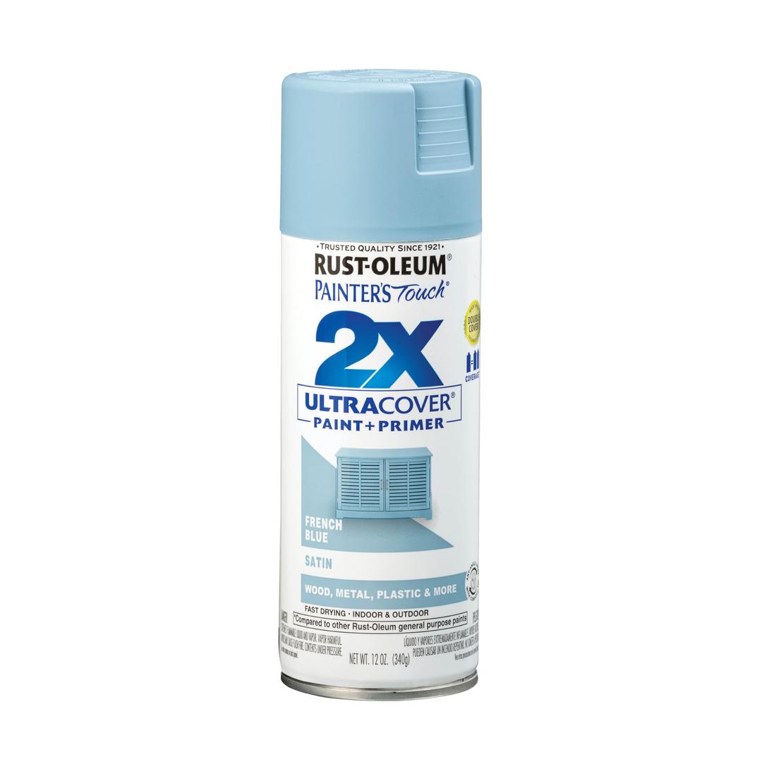 Rust-Oleum 334088 Painter's Touch 2X Ultra Cover Spray Paint, 12 oz, Satin French Blue