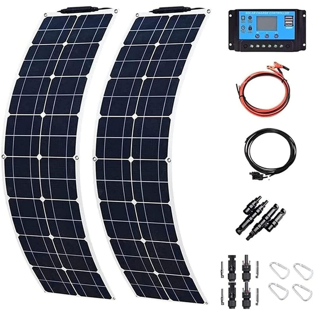 400 Watt Solar Panel Kit, with Charge Controller(40A) 2pcs 200 Watt Flexible Monocrystalline Solar Panel kit Photovoltaic Module for 12-24V Battery Charging Car Battery Camper RV Yacht Battery Boat…