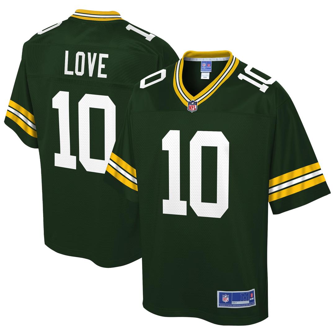 NFL PRO LINEMen's Jordan Love Green Green Bay Packers Team Player Jersey