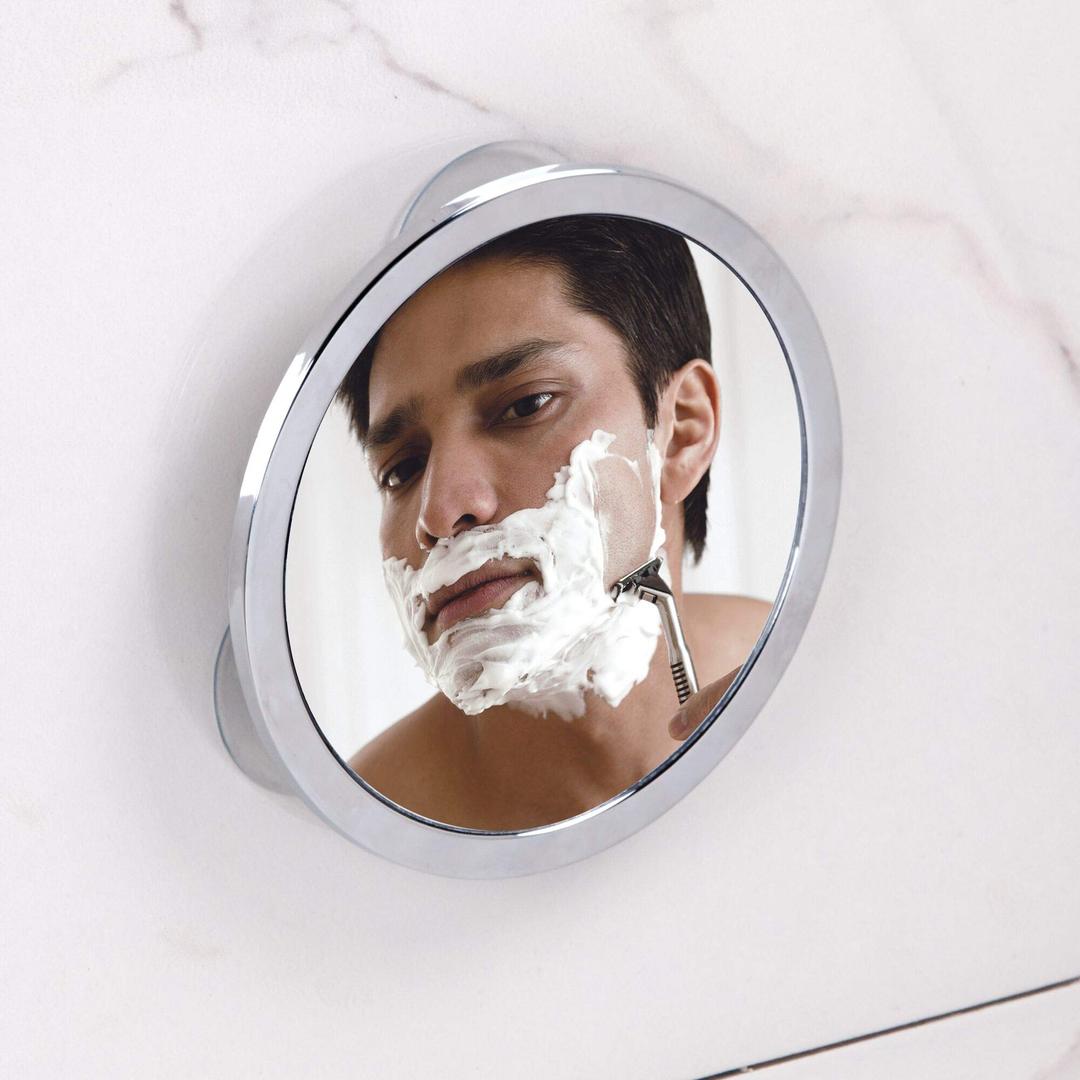 iDesign Round Bathroom Mirror with Suction Cup, Small No-Fog Shower Mirror Made of Chrome-Coated Metal, Practical Shower Accessory for Bathroom and Shower, Silver