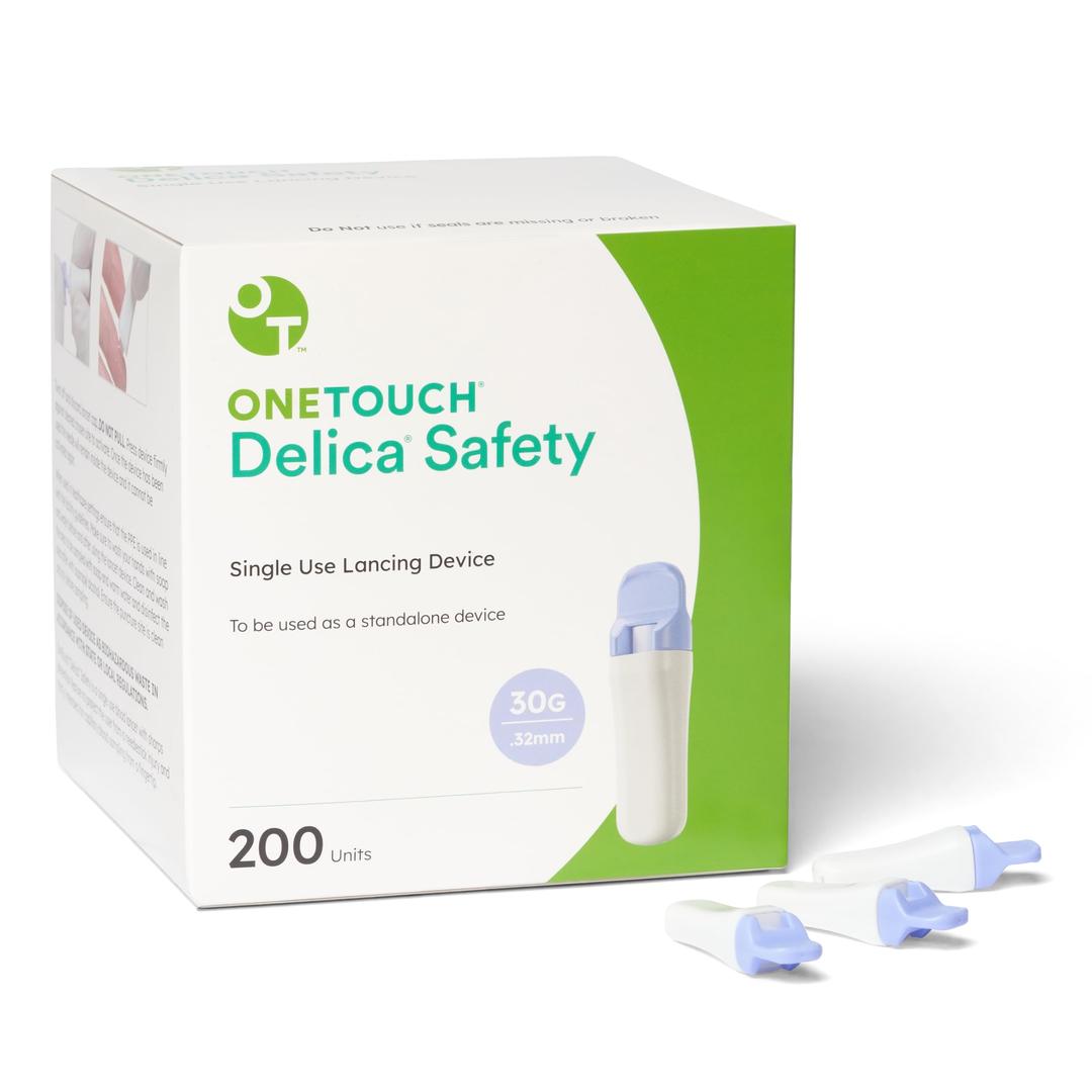 OneTouchDelica Safety - Lancing Devices for Diabetes Testing - Disposable Diabetic Blood Sugar Testing Tools - 200 Units