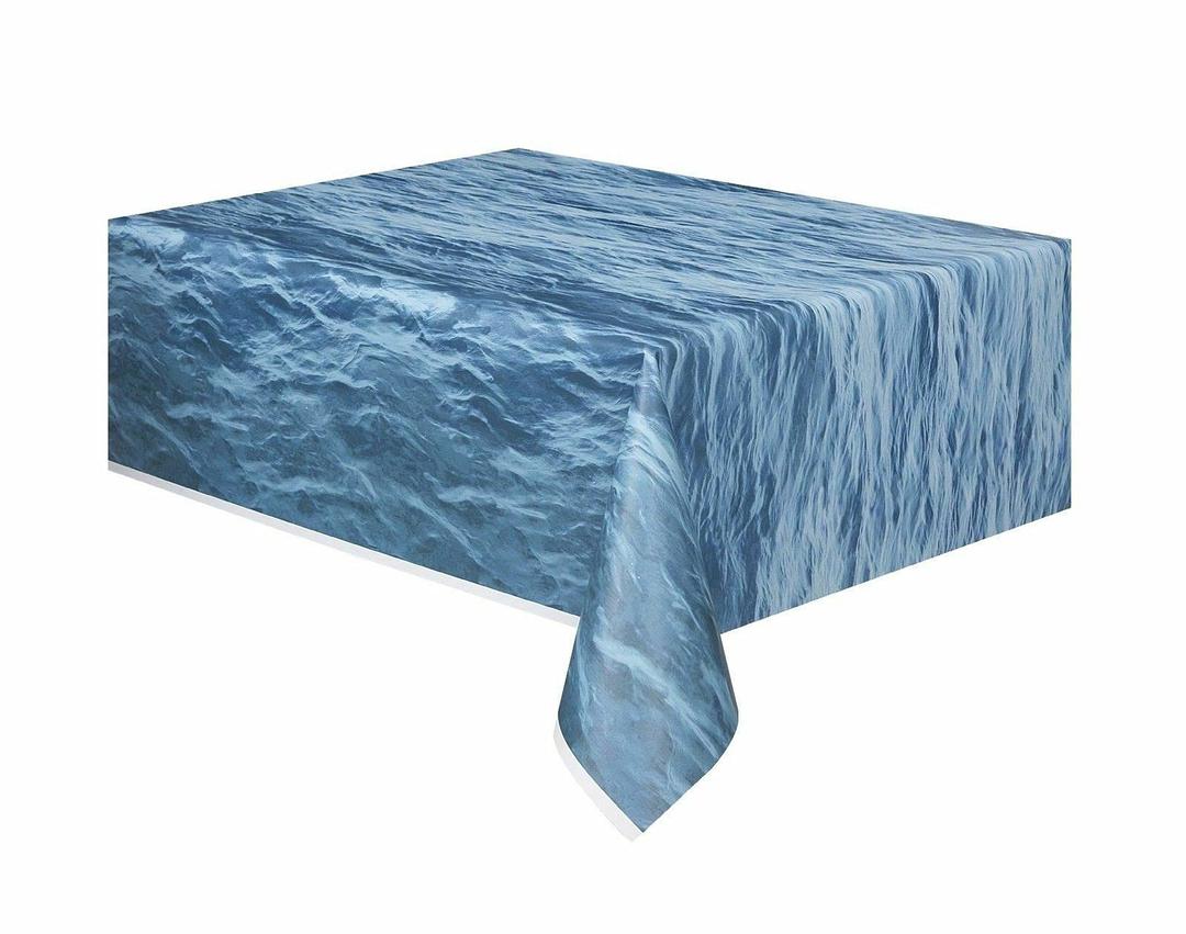 Ocean Waves Rectangular Plastic Table Cover (137cm x 274cm) 1 Piece - Ideal for Parties and Events