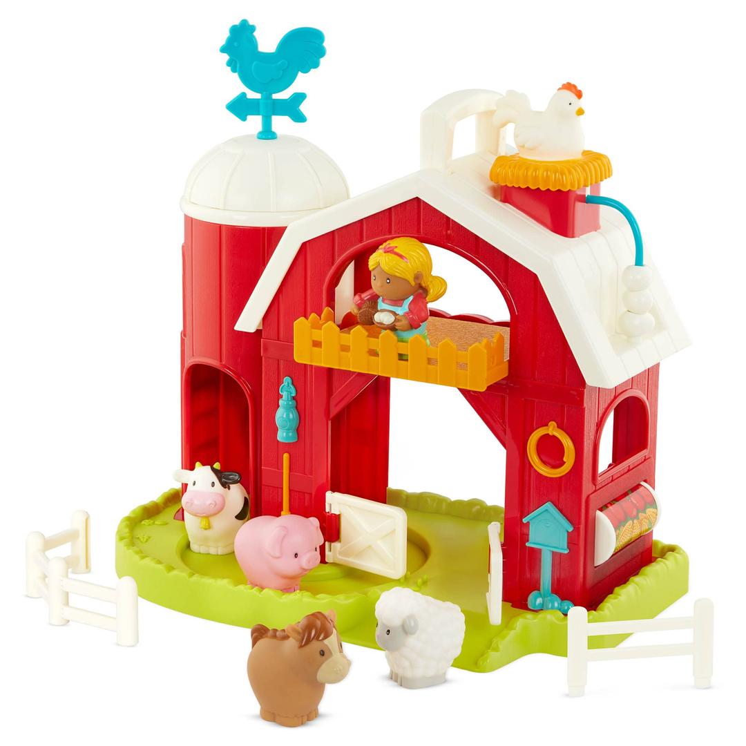 BattatFarm Animal Toys – 10Pc Toy Farm Set For Kids, Toddlers – Toy Barn & Farm Animals – Music & Animal Sounds – Pretend Play Toy – Musical Farm Playset