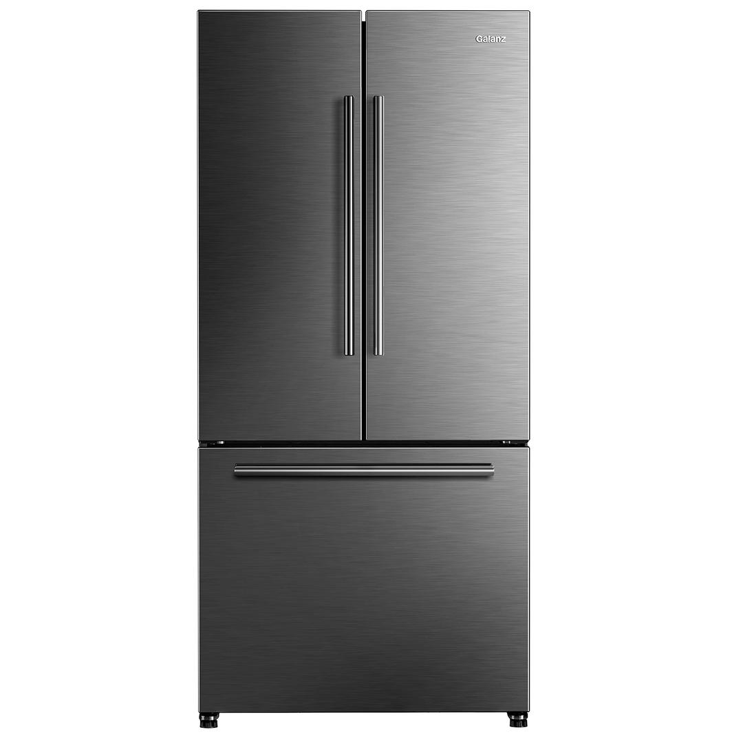 GalanzGLR18FS5S16 French Door Refrigerator with Installed Ice Maker and Bottom Freezer Adjustable Electrical Thermostat Control, Frost Free, Energy Star Certified, Stainless Steel, 18 Cu Ft