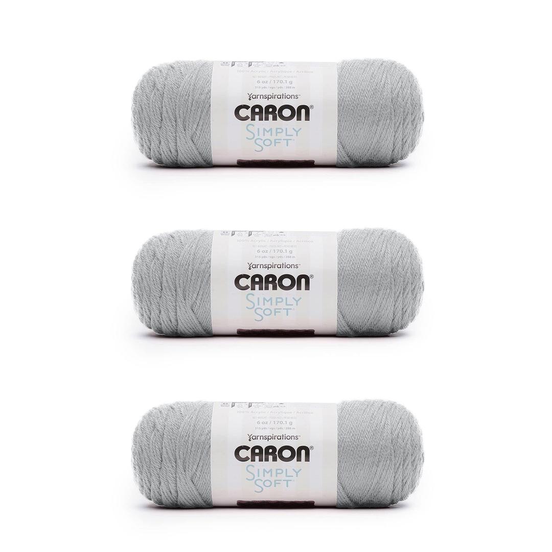 Caron Simply Soft Feathered Gray Yarn - 3 Pack of 170g/6oz - Acrylic - 4 Medium (Worsted) - 315 Yards - Knitting/Crochet