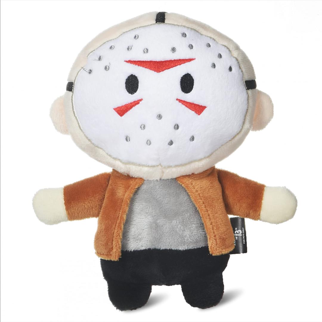 Friday the 13th Warner Bros. Horror Movies Jason Voorhees Figure Plush Dog Toy | Medium Dog Toy from Collection | Squeaky Dog Toy Halloween Dog Chew Toy, 9 Inch