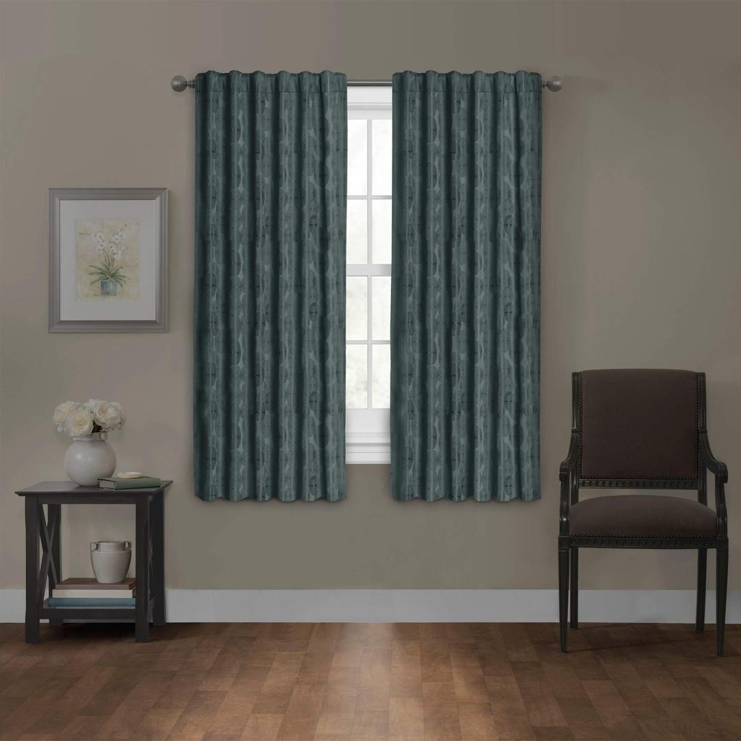 Overstock Carlton Blackout Platinum Smart Curtains Window Curtain Panel, 50 x 63-50 x 63-50 x 63 Teal