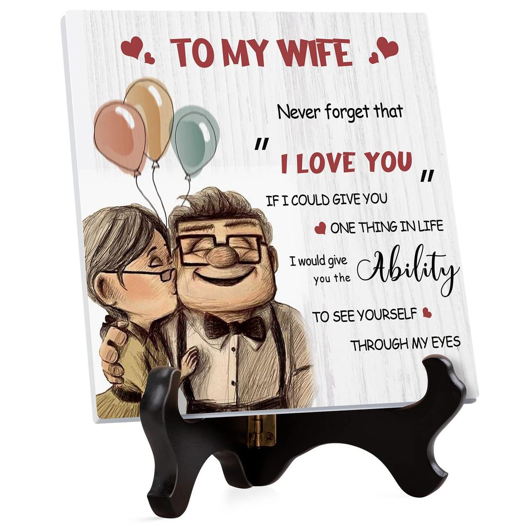 Anniversary Wedding Gifts for Wife, Christmas Romantic Xmas Gifts for Wife Plaque,Best Wife Birthday Gifts Cards from Husband, Newlywed Birthday Gifts, Anniversary Loving Presents for Wife Card