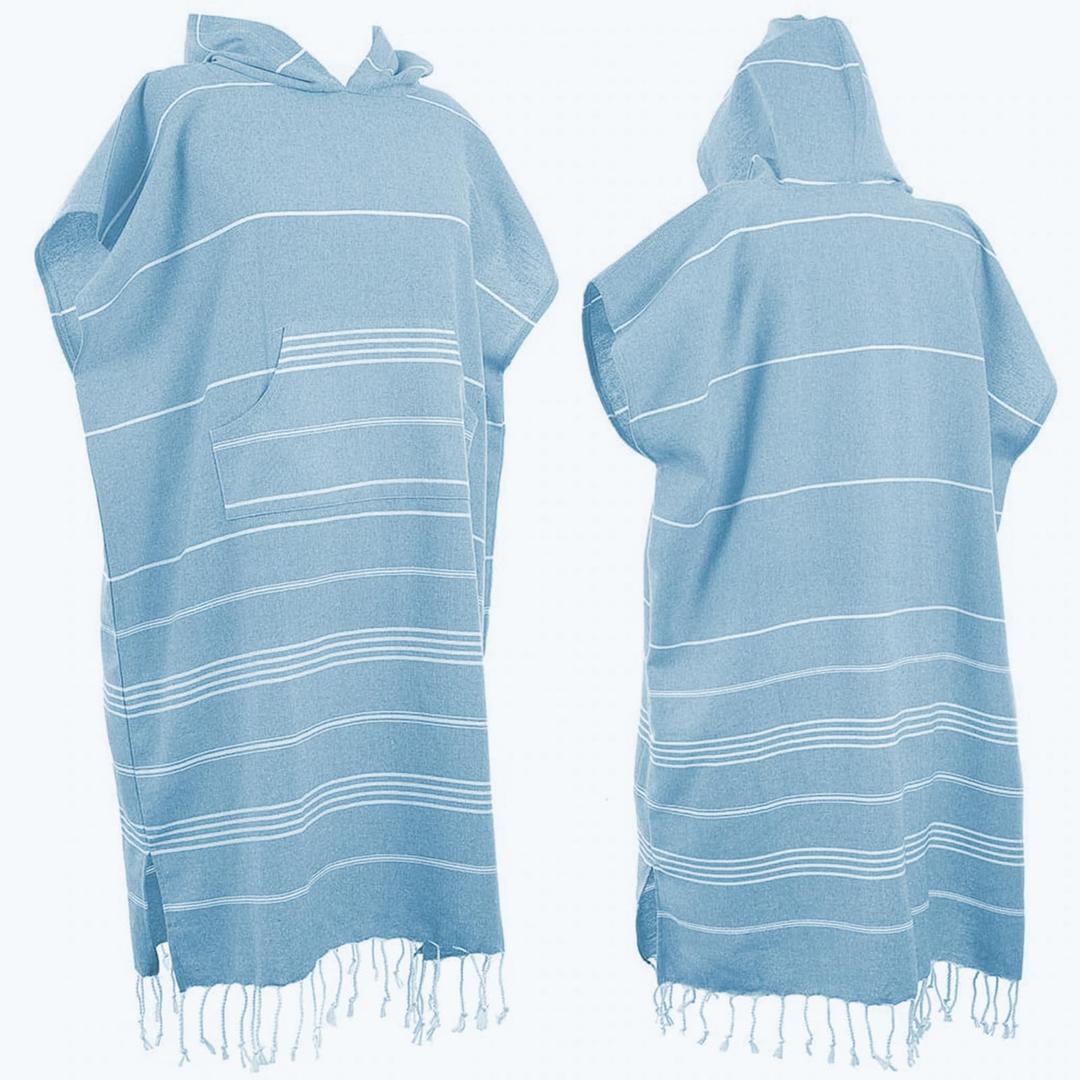 1pcs Large Turkish Cotton Poncho Towel Surf Poncho Changing Towel Robe with Hood and Front Pocket Absorbent Wearable Towel Hooded Beach Towel for Adult Man Women Beach Pool (Emerald Blue, Medium)