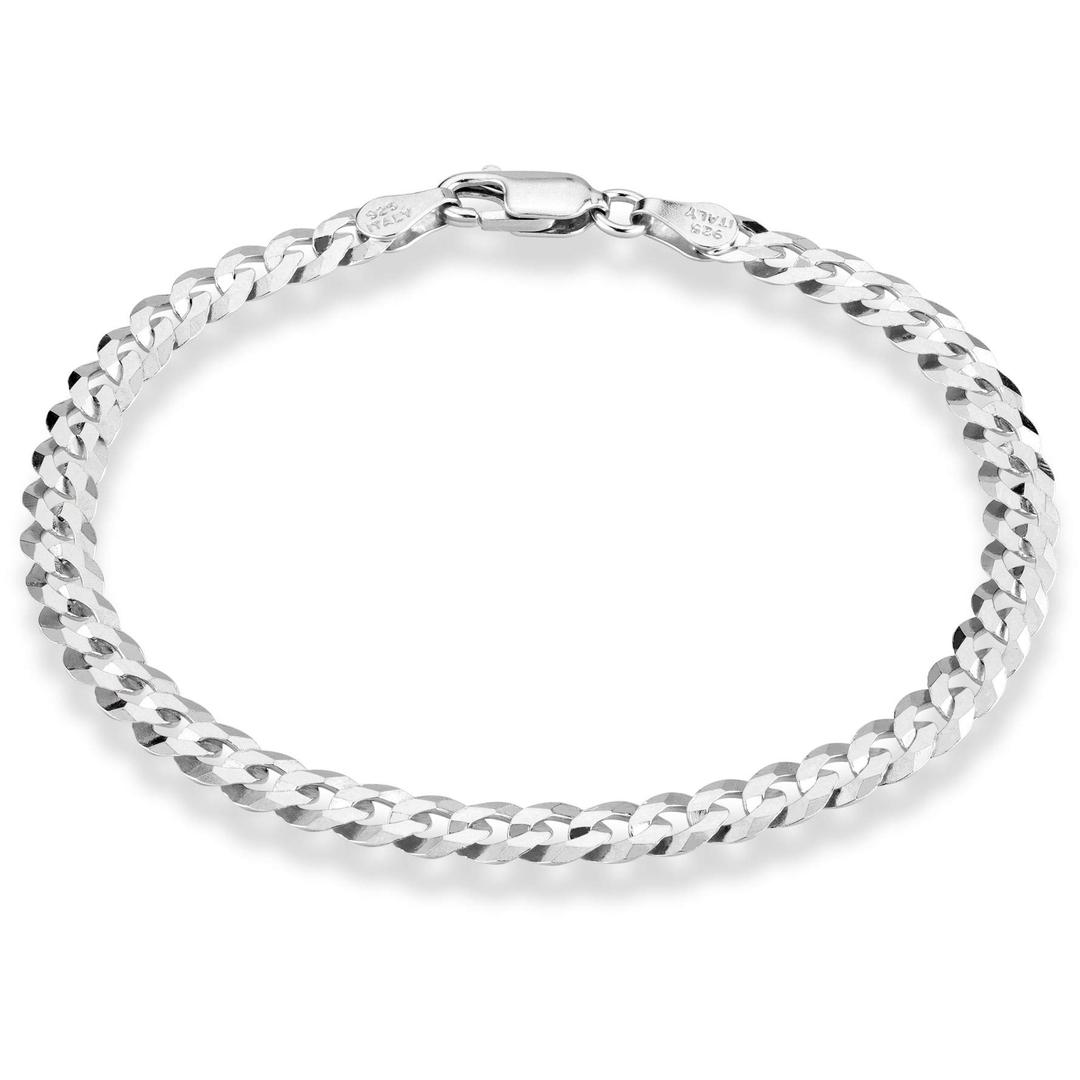 Miabella925 Sterling Silver Italian 5mm Solid Diamond-Cut Cuban Link Curb Chain Bracelet for Men Women, Made in Italy