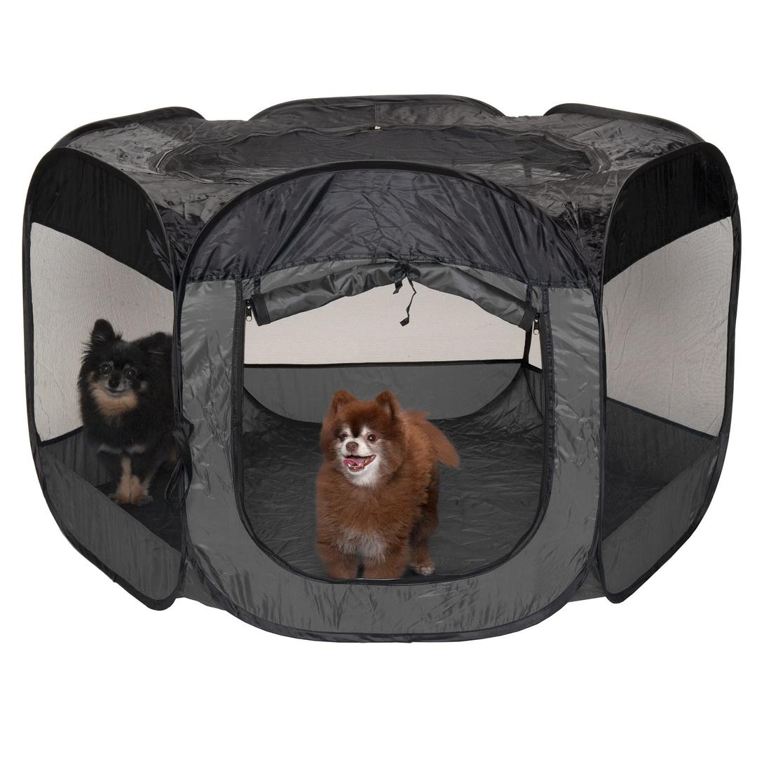 Furhaven Portable Dog Playpen Cat Tent, Pet playground/kennel foldable indoor outdoor zippered puppy crate - Gray, Extra Large