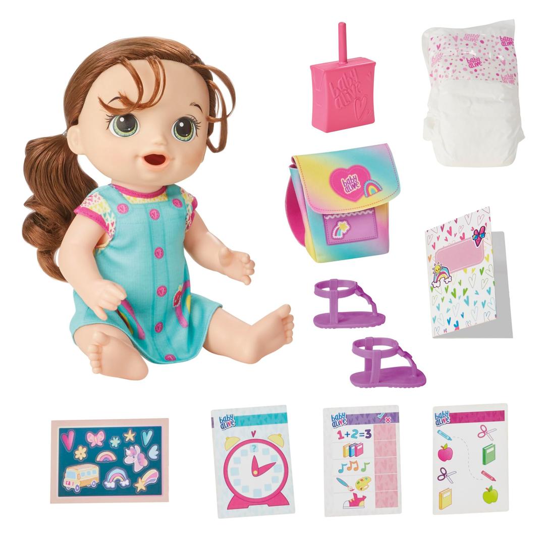 Baby AliveTime for School Baby Doll Set, 12 Inch, Back to School Toys for Girls & Boys, Brown Hair, Preschool Gifts for Kids, Ages 3+ (Amazon Exclusive)