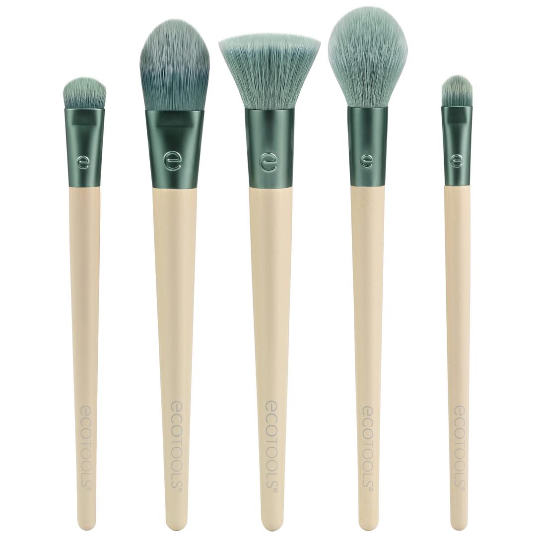 EcoToolsElements Super-Natural Face Makeup Brush Kit, For Foundation, Bronzer, Blush, & Eyeshadow, Works Best With Liquid, Cream, & Powder Products, Synthetic Bristles, 5 Piece Set