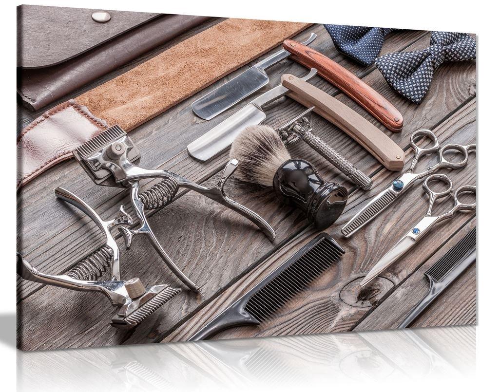 Barber Shop Art Vintage Hair Tools Canvas Wall Art Picture Print (24x16)