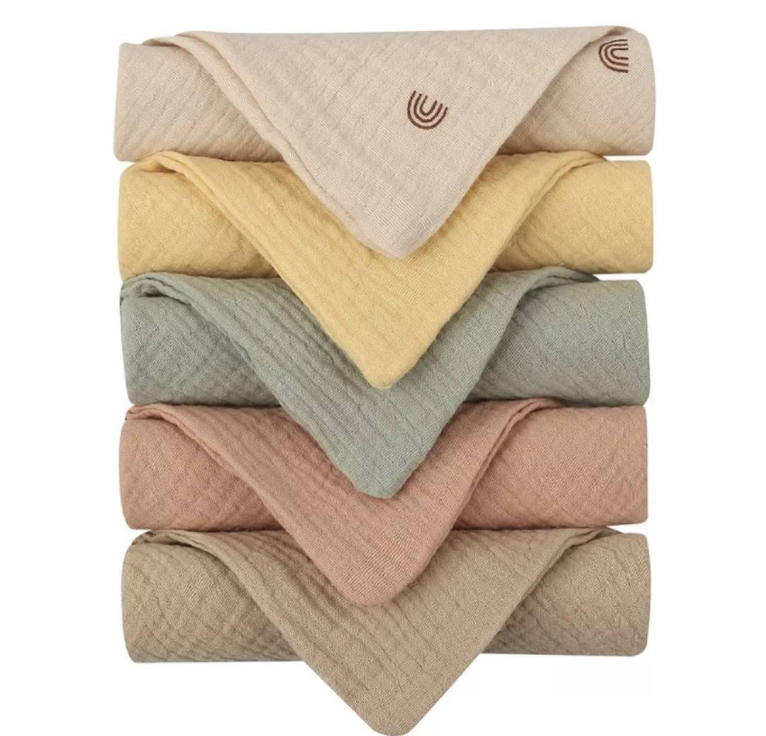 Baby Muslin 100% Cotton Burp Washcloth - 4 Layer Hypoallergenic Saliva Soothe Face Washcloths - Burp Cloths 9x9 inch -Newborn Essentials -Burp Cloths for Baby Boy and Girl (Random Colors)