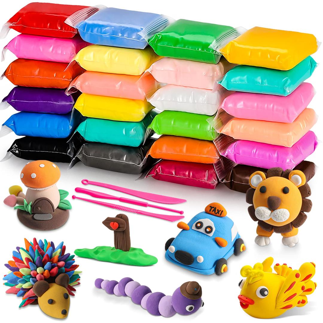 Modeling Clay Kit - 24 Colors Air Dry Ultra Light Clay, Safe & Non-Toxic, Great Gift for Kids.