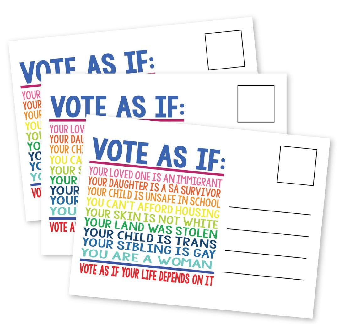 100 Voter Postcards 4 x 6” Vote As If Bulk Blank Back for Message to Encourage Voting Women's Rights Design Pro-Choice Your Voice Matters Made in the USA