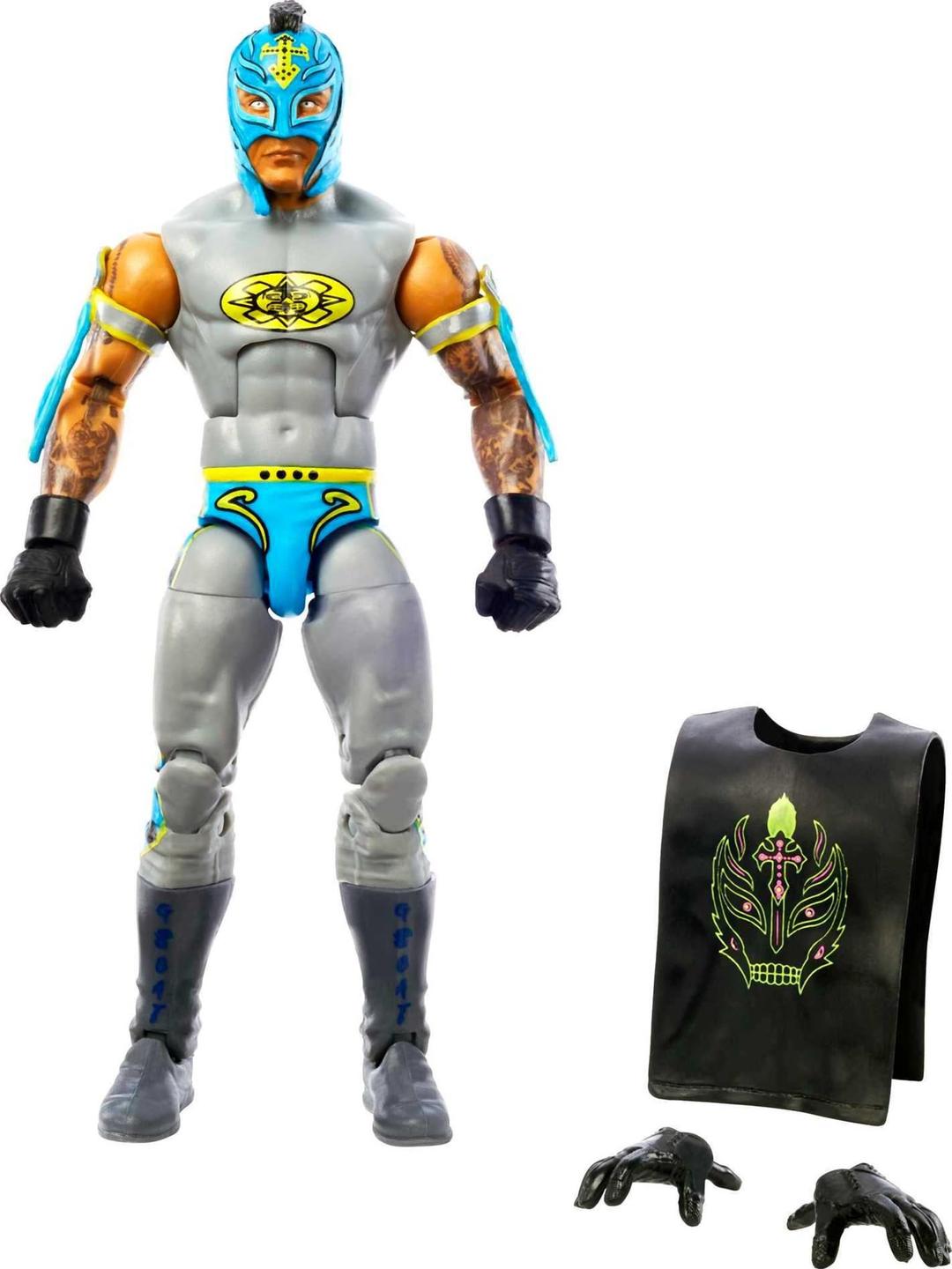 Mattel WWE Elite Collection Top Picks Action Figure & Accessories Set, Rey Mysterio 6-inch Collectible with Articulation & Interchangeable Parts