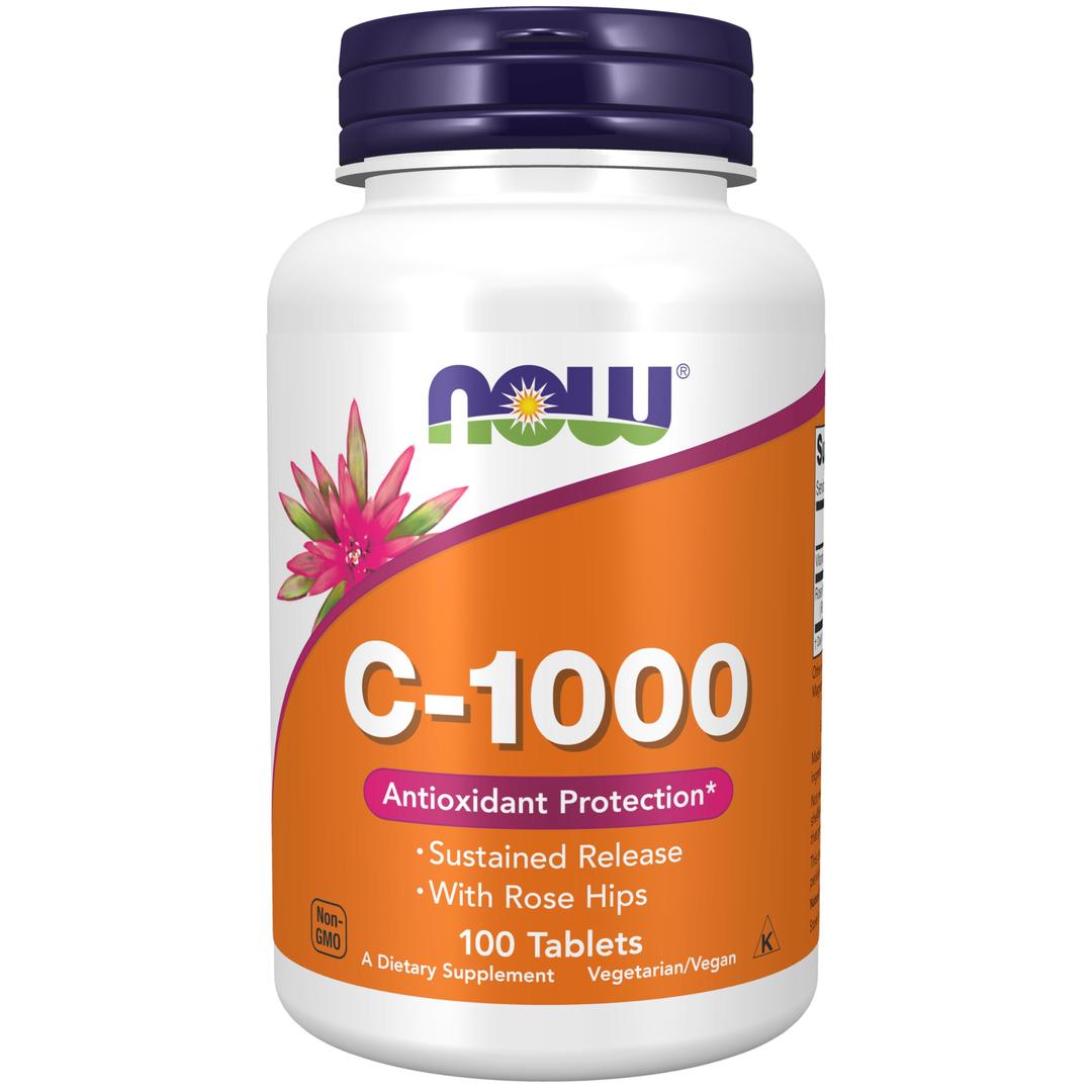 NOW Foods Vitamin C-1000 Sustained Release With Rose Hip, 100 Tablets