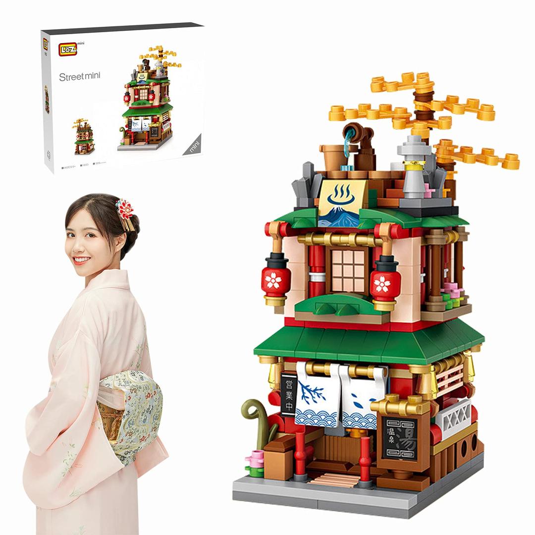 SeyaomJapanese Street View Shop Bricks, Mini DIY Building Blocks Model MOC Construction Toy NOT Compatible with Lego (Hot Spring Shop)