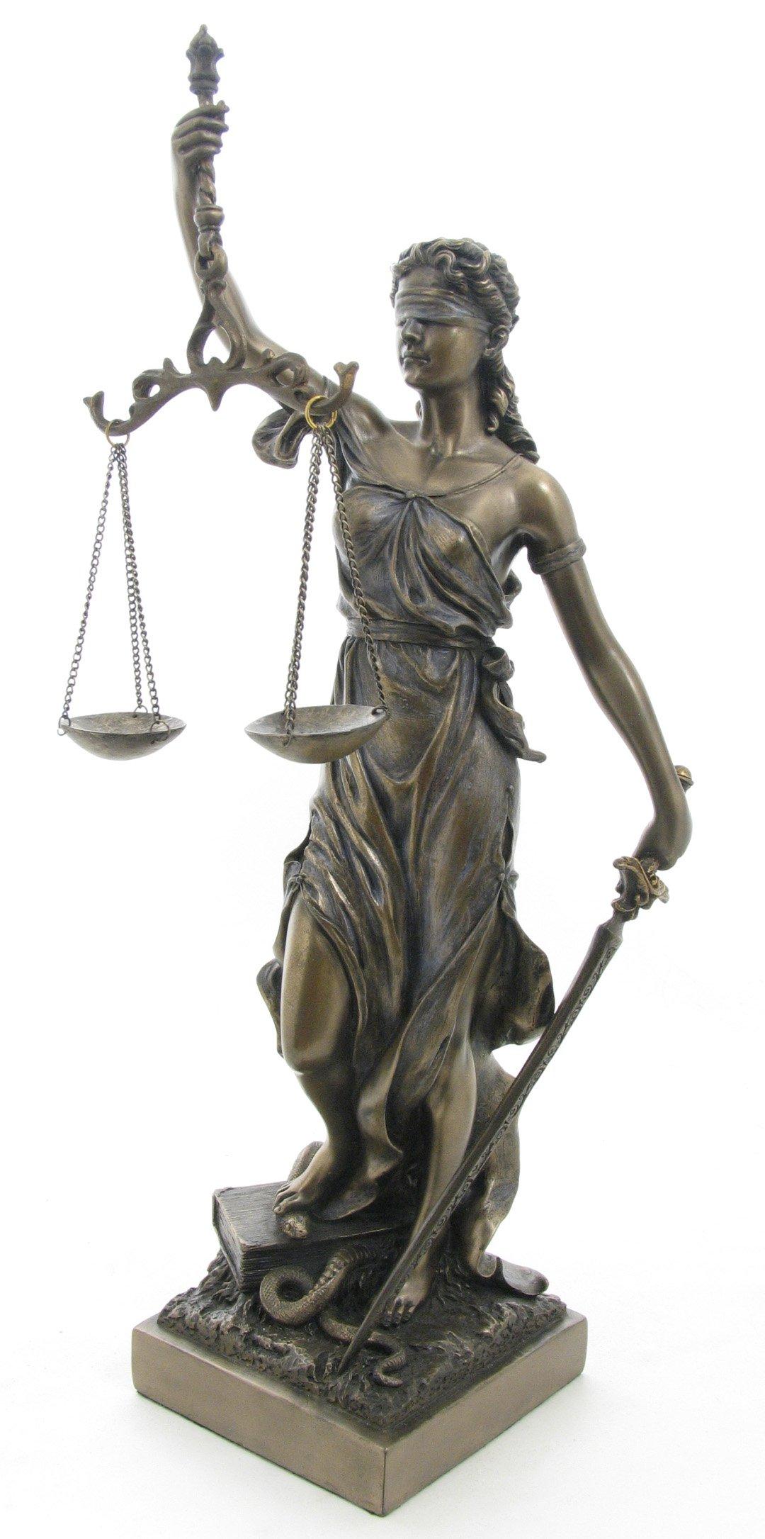 JFSM INC. Blind Lady Justice Statue Sculpture - Greek Roman Goddess of Justice