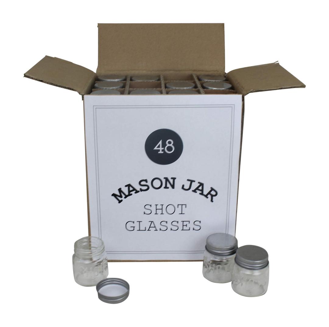 Mason Jar 2 Ounce Shot Glasses Set of 48 With Leak-Proof Lids - Great For Shots, Drinks, Favors, Candles And Crafts