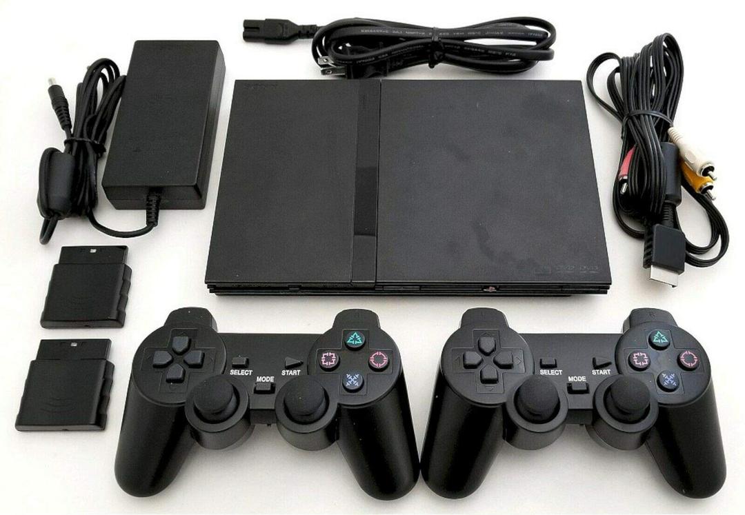 Sony PS2 SLIM Game System Gaming Console with 2 WIRELESS CONTROLLERS PLAYSTATION-2 (Renewed)