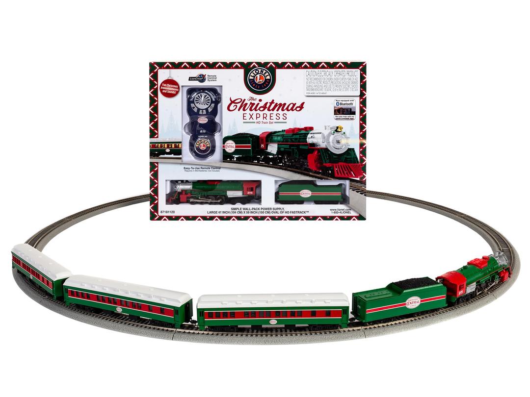 LionelThe Christmas Express Electric HO Gauge, Model Train Set with Remote and Bluetooth Capability