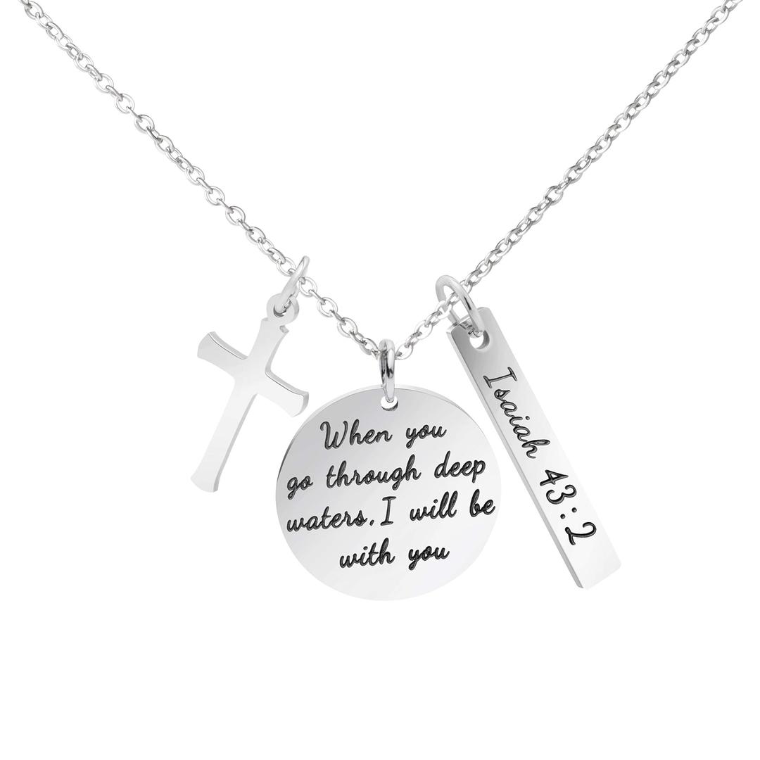 Bible Verse Cross Pendant 𝐂𝐡𝐫𝐢𝐬𝐭𝐢𝐚𝐧 𝐍𝐞𝐜𝐤𝐥𝐚𝐜𝐞𝐬 Prayer Charm Faith Religious Birthday Christmas Jewelry for 𝐖𝐨𝐦𝐞𝐧