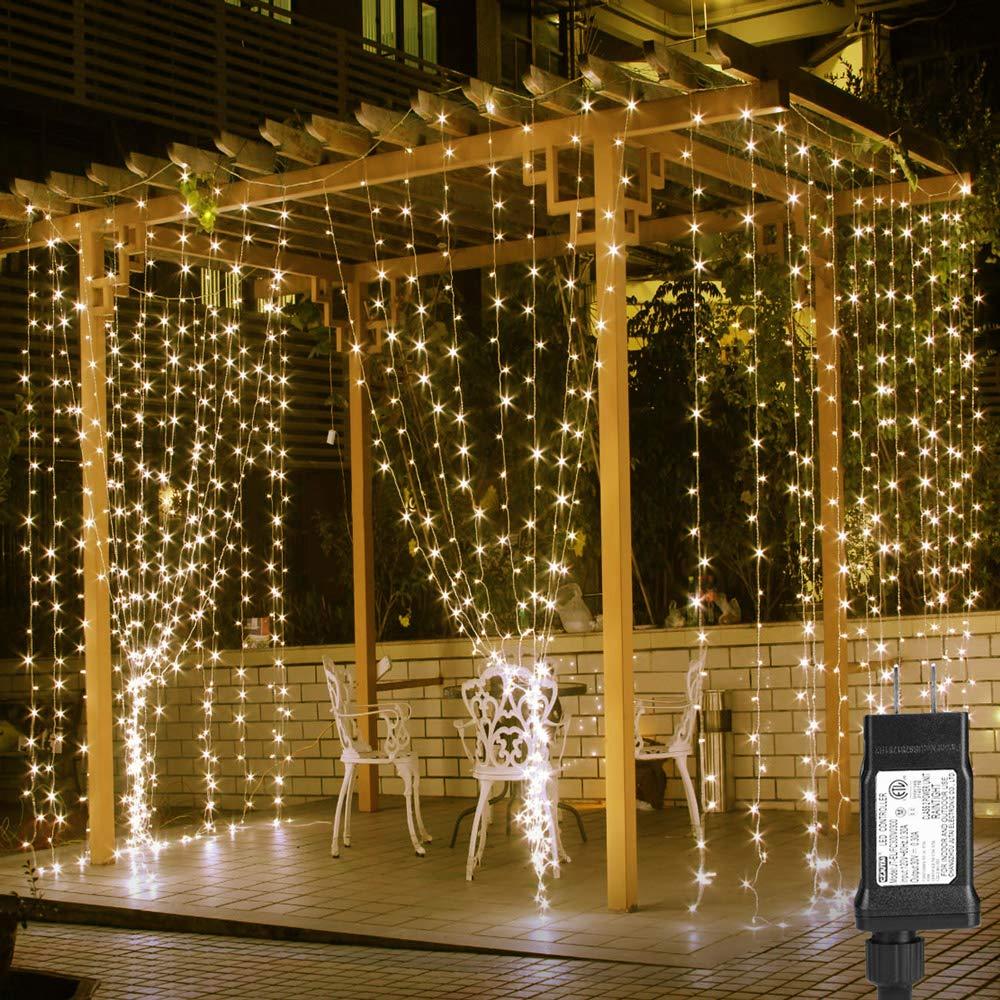 Lighting EVER594 LED Curtain Lights, 20 x 10 ft Plug in Window Hanging Fairy String Lights, Wedding Party Backdrop Lights, Twinkle Lights for Wall, Patio, NOT Connectable (27 Strings, 9" Apart)