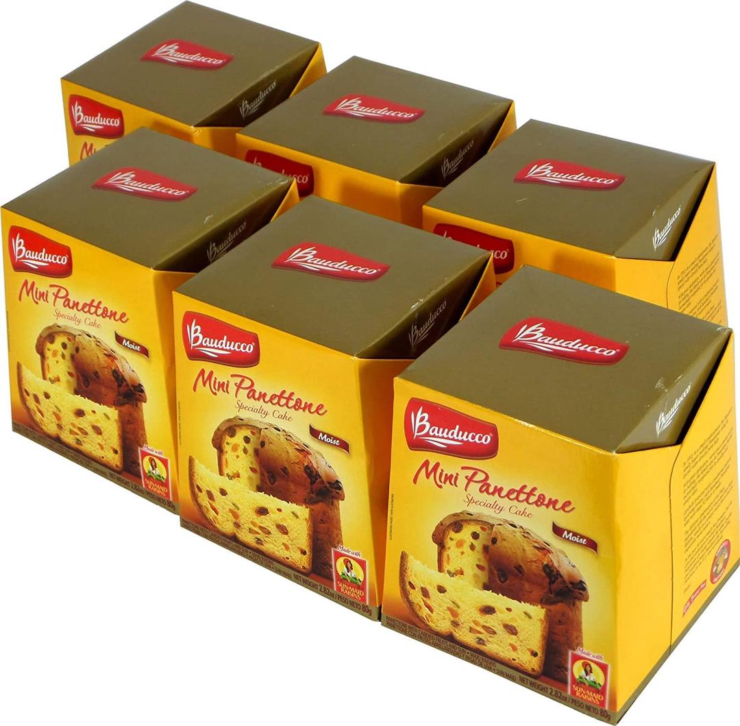 Bauducco Mini Panettone Classic, Moist & Fresh, Traditional Italian Recipe, Holiday Cake, 21.1oz (Pack 6)