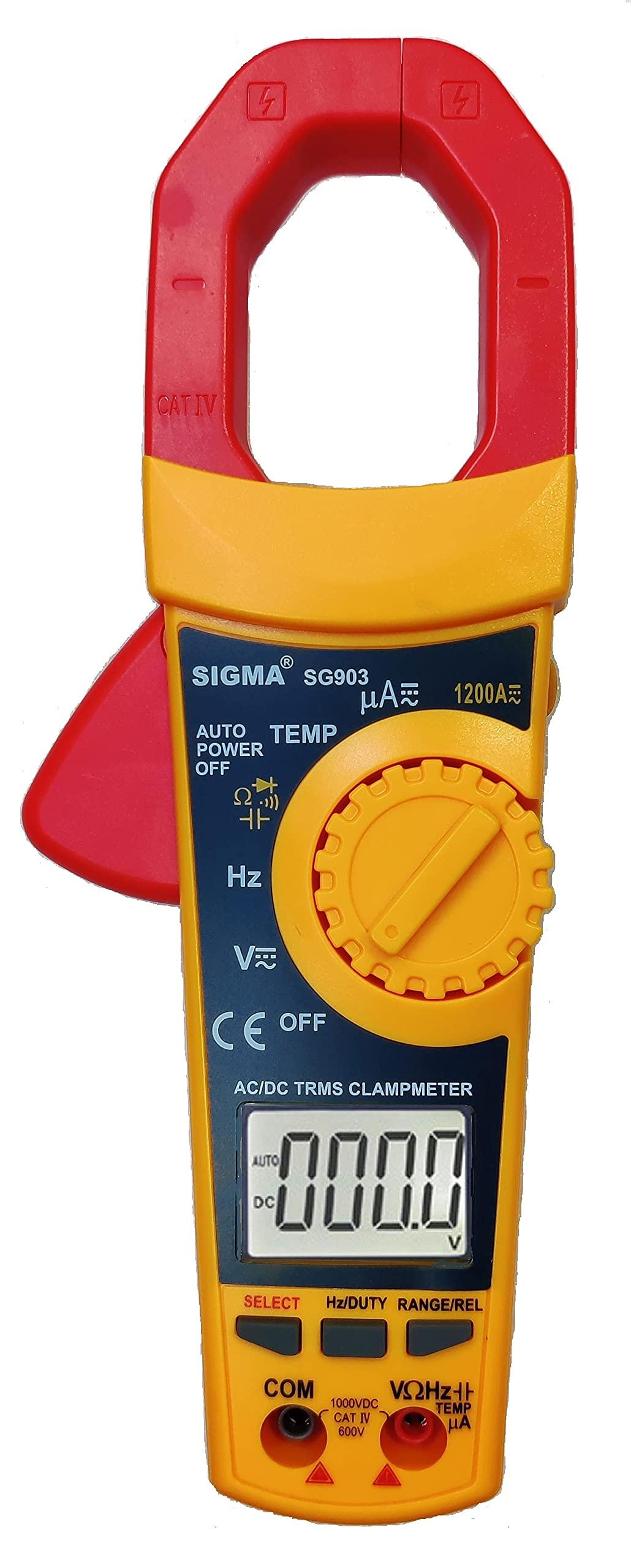 Sigma Instruments Digital Ac/Dc True Rms Clamp Meter Sigma Sg 903 Trms, 1200Amp Ac/Dc - With Calibration Certificate, Multicolor