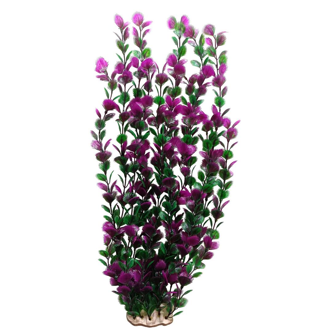 Lantian Grass Cluster Purple Leaves Aquarium Décor Plastic Plants Extra Large 21 Inches Tall 6522, Purple and Green