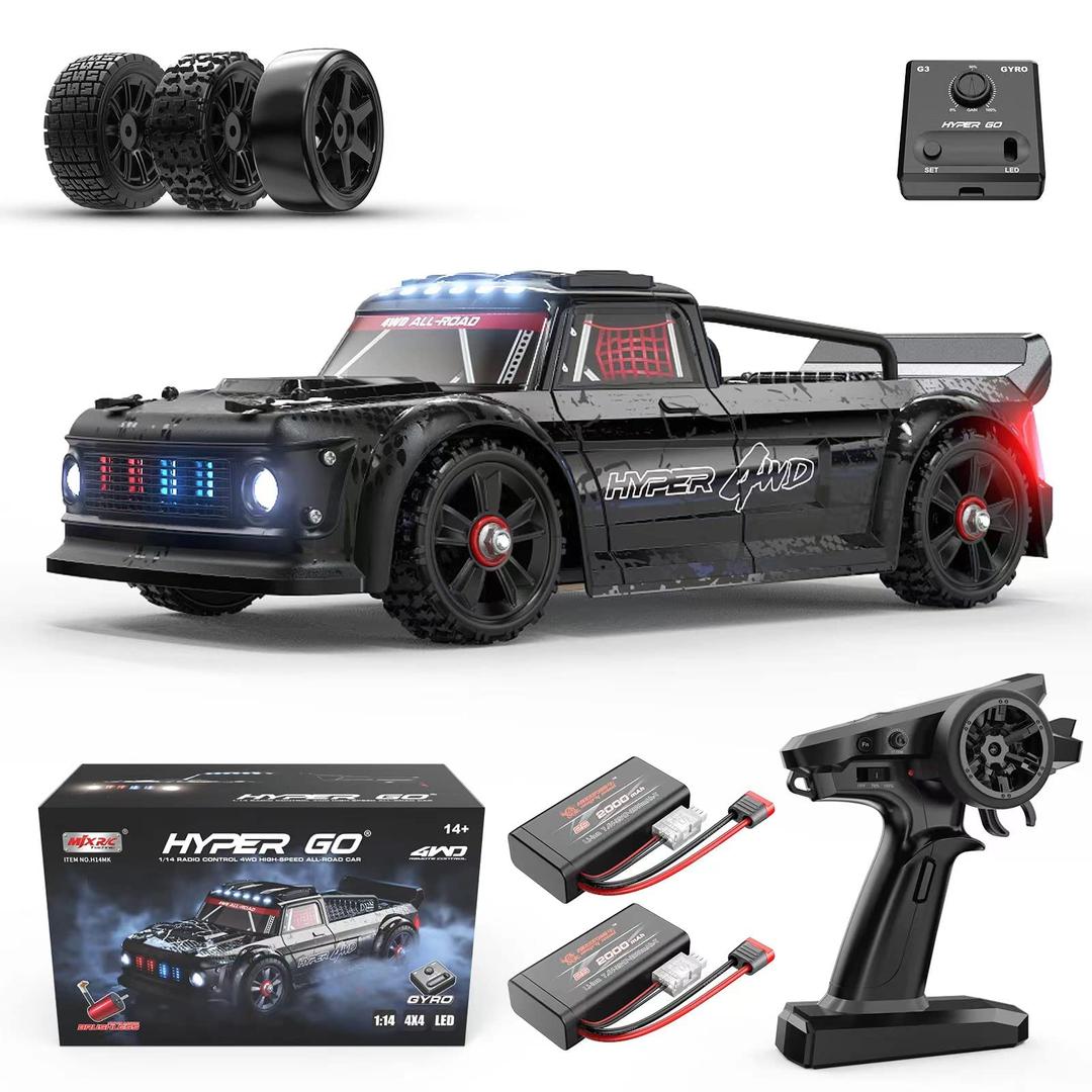 HYPER GO 14301 1/14 RTR Brushless RC Drift Car with Gyro, Max 38 mph Fast RC Cars for Adults, 4WD All-Road Street Bash RC Truck, Electric Powered High Speed Drifting for Adult