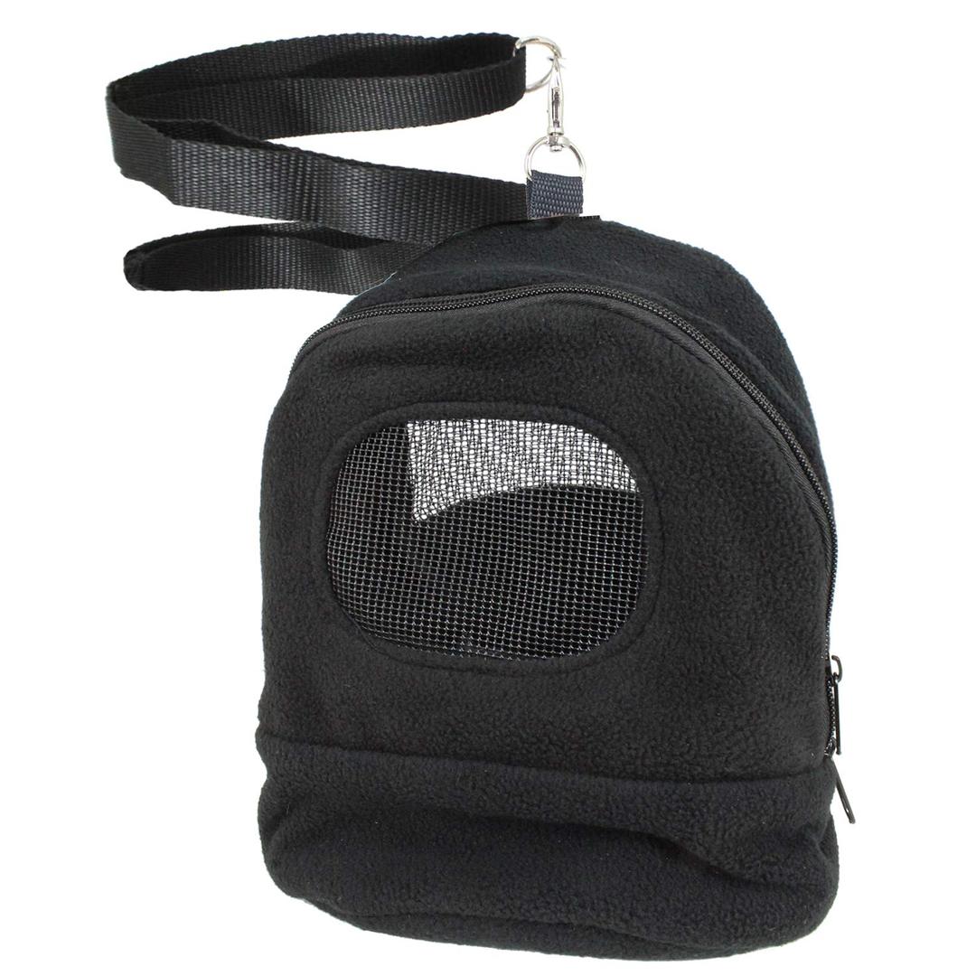 Kucci Carry Pouch (Black) - Fleece Travel Bonding Carrier Bag - for Sugar Gliders, Squirrels, Marmosets, Hamsters, Rodents, Rats, Reptiles & Other Small Pets