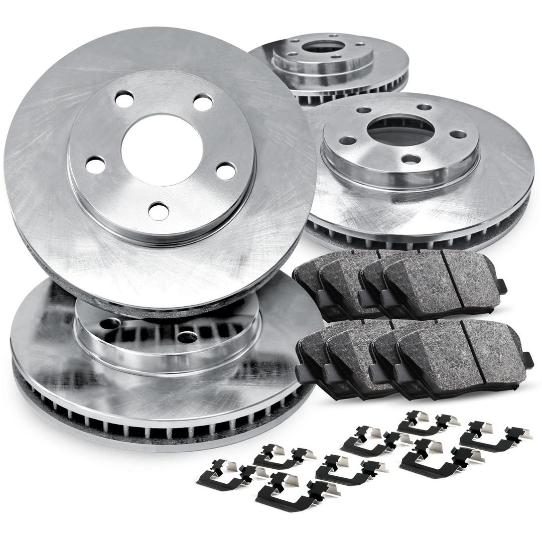 R1 Concepts Front Rear Brakes and Rotors Kit |Front Rear Brake Pads| Brake Rotors and Pads| Ceramic Brake Pads and Rotors |Hardware Kit|fits 2014-2020 Nissan Qashqai, Rogue, Rogue Sport