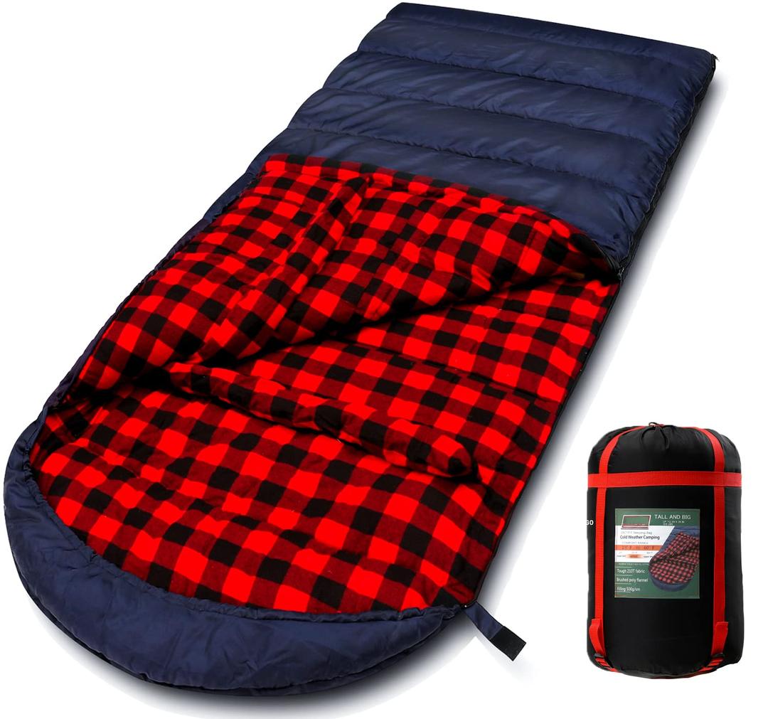 0 Degree Sleeping Bag Cotton Flannel Sleeping Bags for Adults Cold Weather Camping Winter Zero Degree Warm Weather Big and Tall