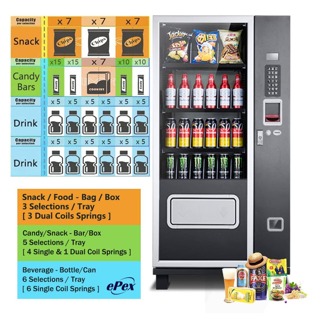 EPEX Snack Beverage Combo Vending Machine with LED Glass Front