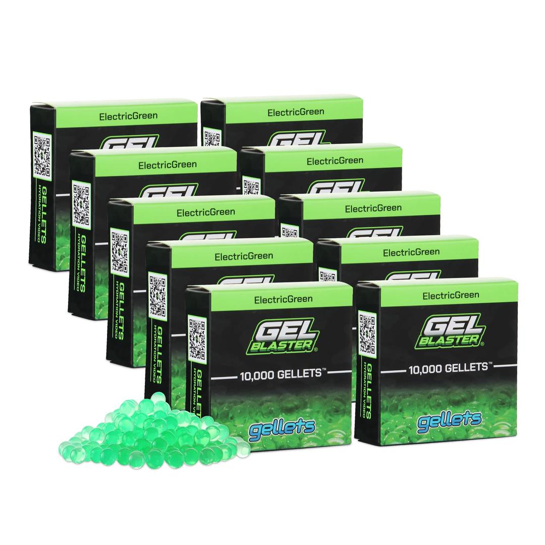 Gel Blaster Gellets Refill Ammo, 100,000 Green Gellets - All-Natural Eco Friendly, Non-Toxic, Non-Staining & Non-Irritating Water Based Gel Balls - Made Specifically for Gel Blaster