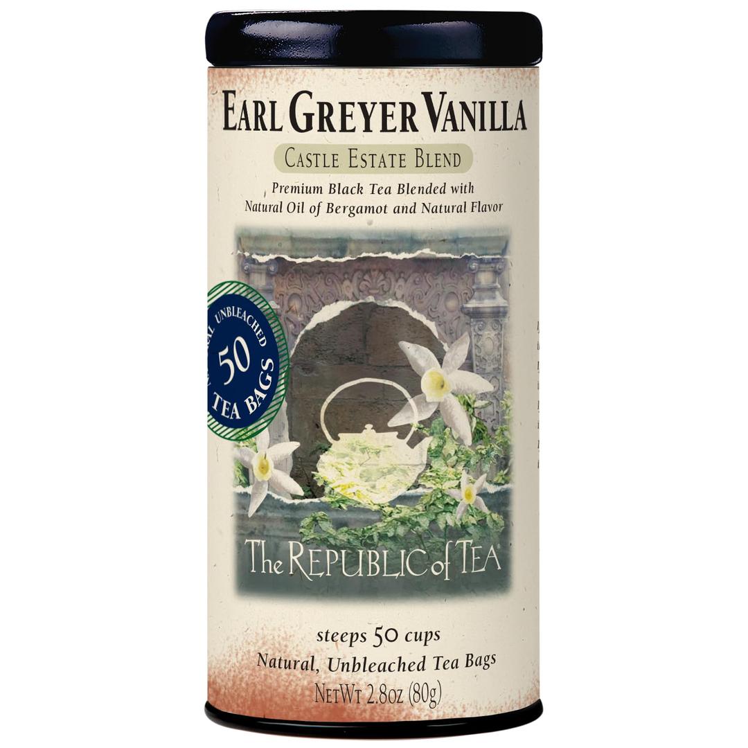 The Republic of TeaEarl Greyer Vanilla Tea, 2.8 oz Tin, 50 Tea Bags | Gourmet Tea | Caffeinated