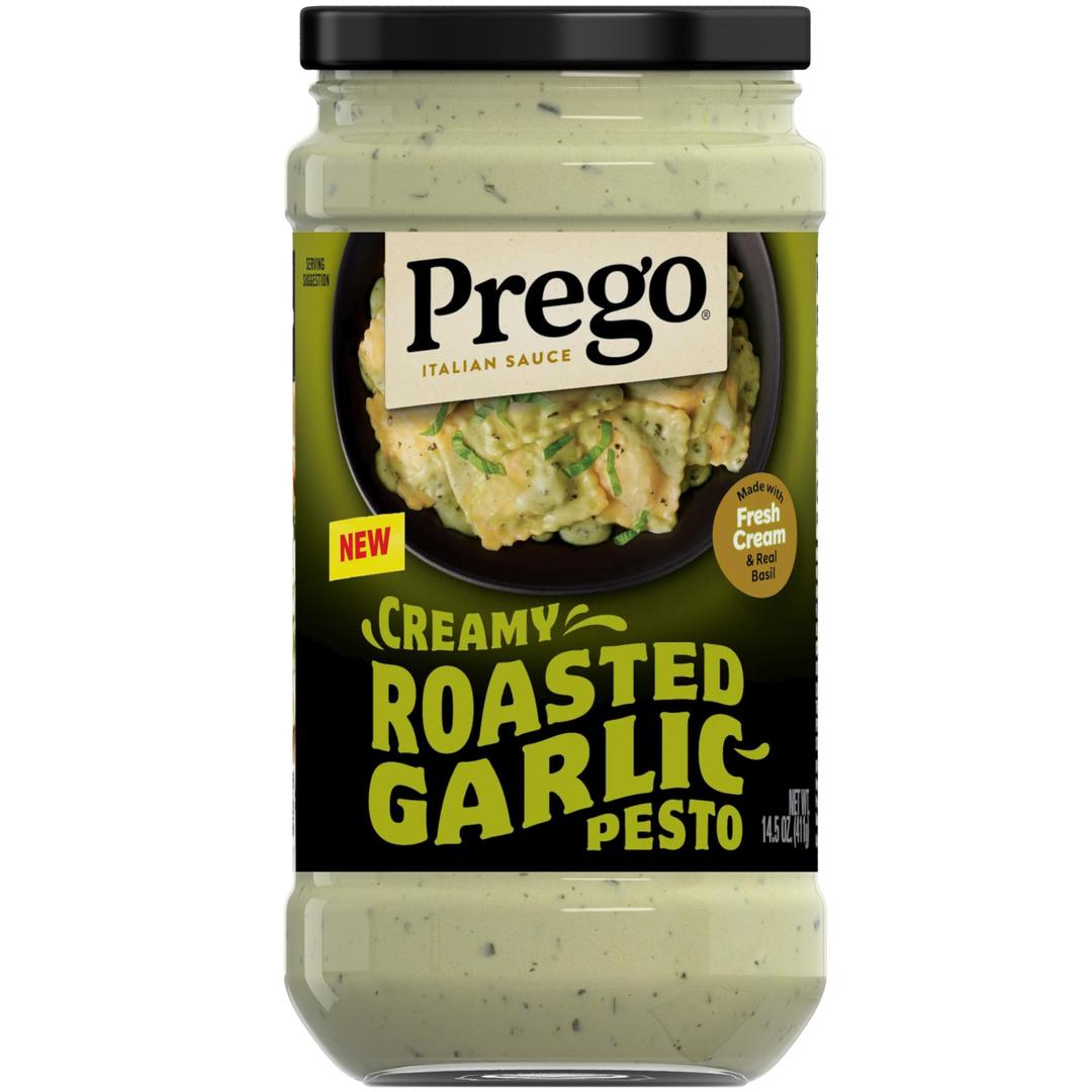 PregoCreamy Roasted Garlic Pesto Pasta Sauce, 14.5 oz Jar