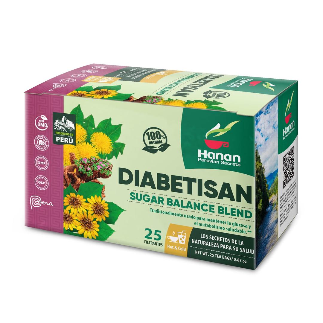 HANAN PERUVIAN SECRETSDeabetisan Herbal Tea | 100% Natural S ugar Balance Blend | 25 Tea Bags | Traditionally used for Supporting Glucose Levels