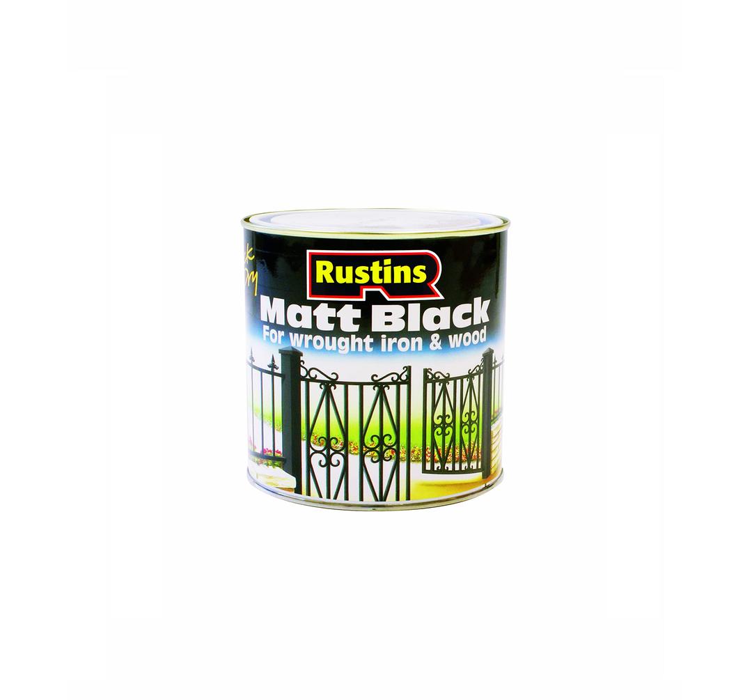 RUSTINS Quick Drying Matt Black Paint 250ml -Easy DIY Application for a Professional Finish in Minutes, Ideal for Interior & Exterior Surfaces