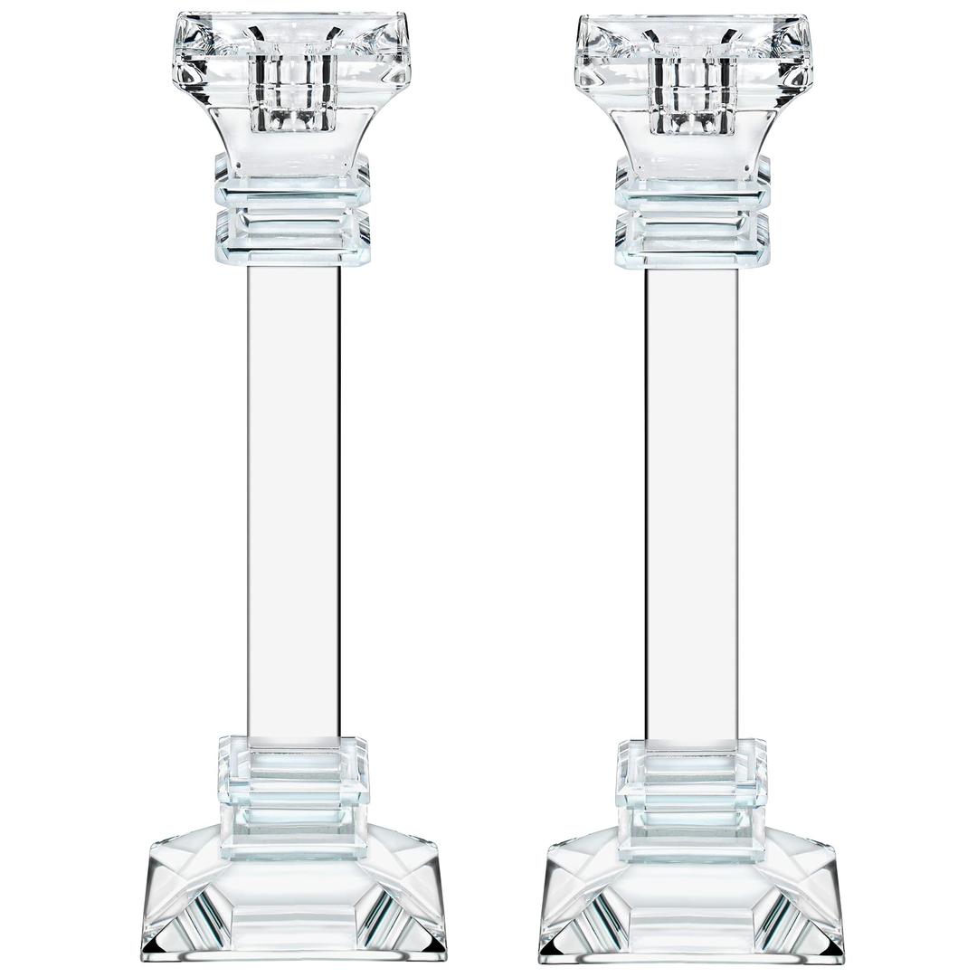 Crystal Candle Holders Set of 2-9.2" Tall Crystal Candlestick Holders - Ultra Elegant & Modern Centerpiece Home Décor