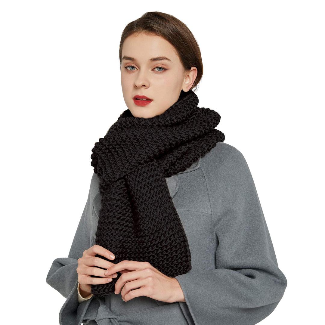 SurblueWinter Chunky Knit Scarf Warm Thick Wrap Pattern Long for Men and Women for Outdoors