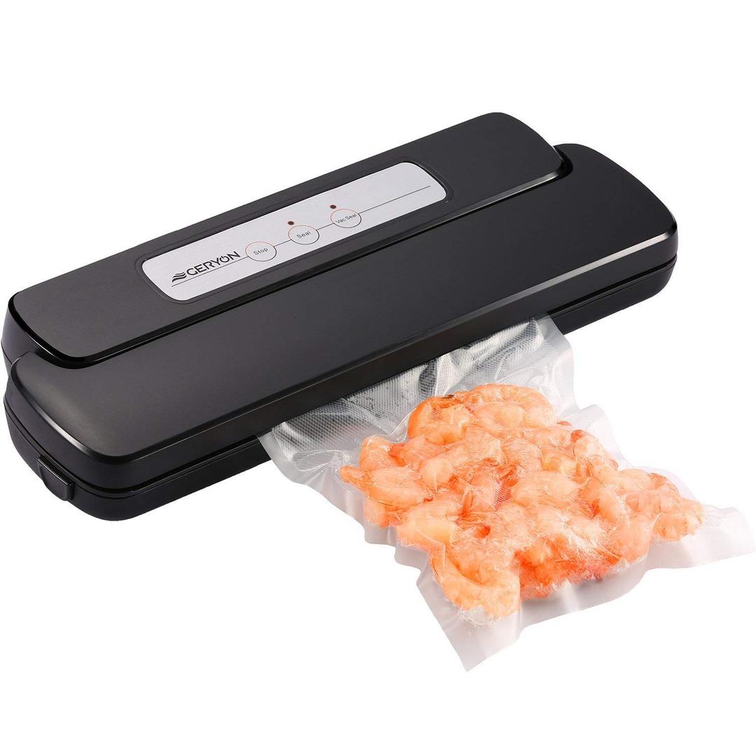 GERYON Vacuum Sealer Machine, Compact Automatic Vacuum Sealing System with Starter Kit of Saver Roll and Bags, Black