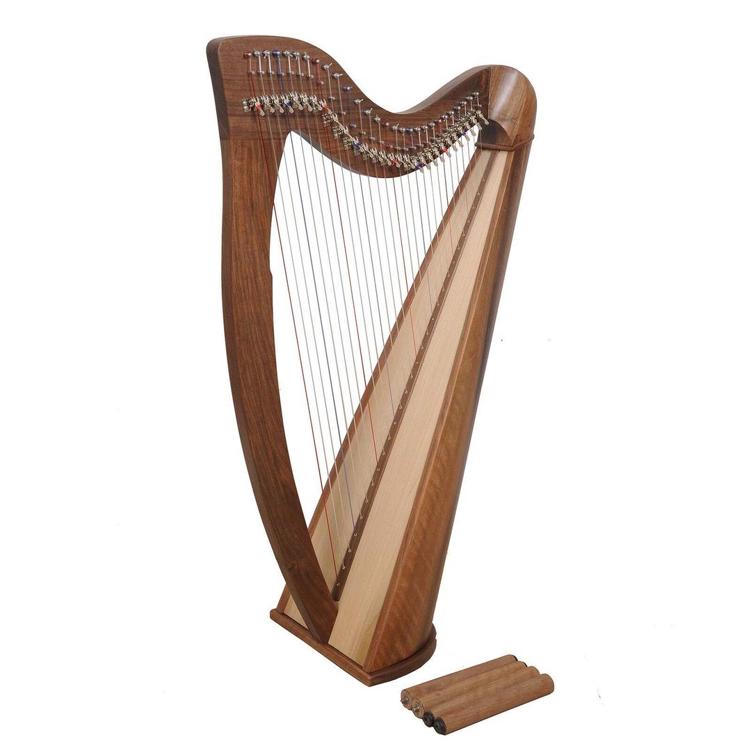 Muzikkon 28 String Claddagh Harp Walnut, Irish Lever Harp, Celtic Irish Harp - Musical Instruments String Harp