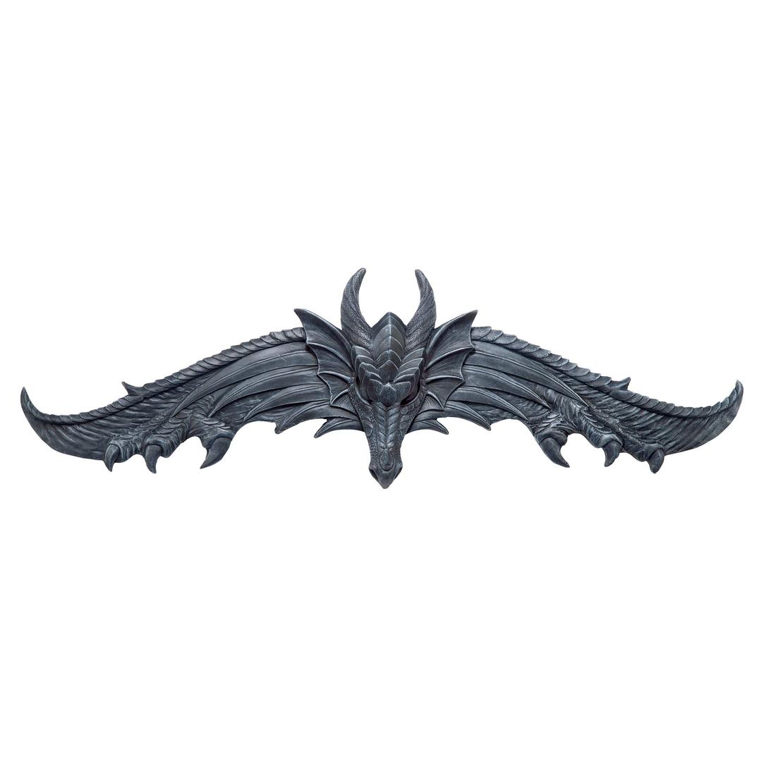 Design ToscanoHardwick Dragon Pediment Door and Wall Décor, 35 Inch, Single